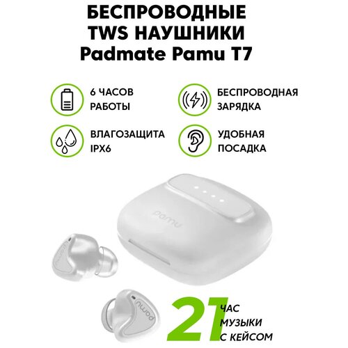 Беспроводные TWS стереонаушники Xiaomi Mi Padmate PaMu Nano T7 White 418000₽