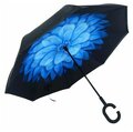 Зонт-наоборот трость (зонт обратного сложения антизонт) Цветок голубой