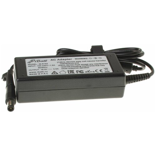 Блок питания iBatt iB-U17-R182 18,5V 3,5A, 65W, 7.4*5.0 mm, pin для HP-Compaq Pavilion g6-1378sr, Pavilion dv5-1156eg, Pavilion dv5-1250eg, Pavilion g6-1225sr, Pavilion g6-1226sr, Pavilion g6-1354sr, Presario CQ57, Presario CQ56, блок питания anybatt 22 b1 461 19 5v 3 33a 65w разъём 4 8 1 7 mm для hp compaq ppp009c 677770 002 380467 001