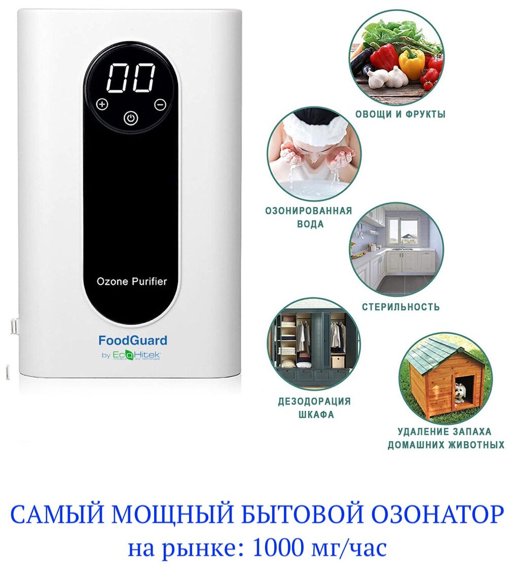 Озонатор Food Guard 1000 мг/час - воды, воздуха, продуктов. Дезинфекция, удаление запахов. Самый мощный бытовой генератор озона на рынке. - фотография № 3