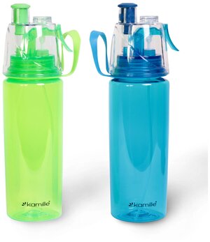 Бутылка спортивная для воды из пластика тритан Kamille KM-2301 (570 мл. зелёный, голубой)