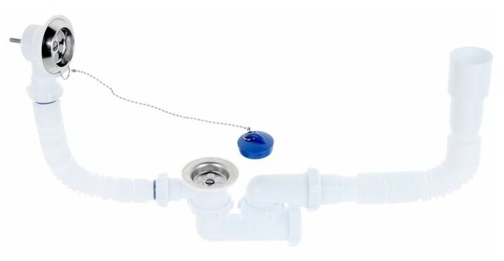 Aquant Сифон для ванны Aquant, 1 1/2" х 40 мм, с выпуском и переливом, регулируемый, 40х40/50 мм