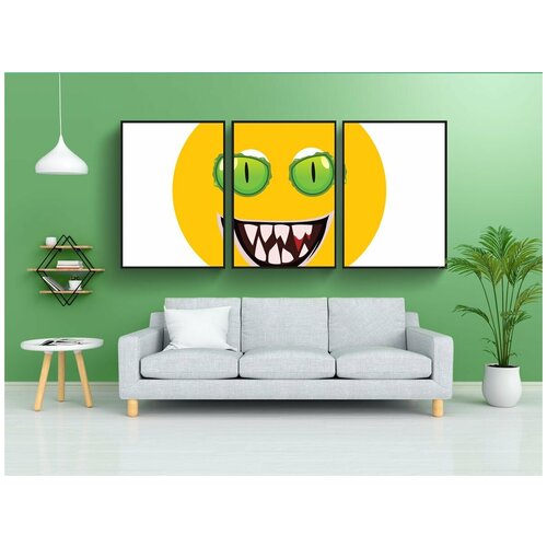 фото Набор модулных постеров для интерьера "смайлики, лицо, зеленый глаз" 60x90 см. в тубусе, без рамки lotsprints