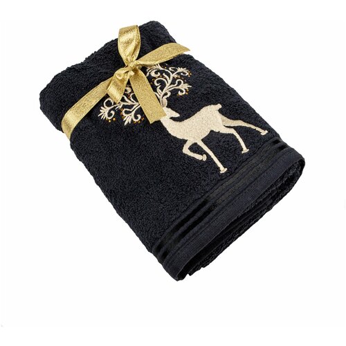 фото Подарочное полотенце tac/махровое/new year/50*90/420 г/м2, gold deer антрацит