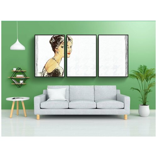 фото Набор модулных постеров для интерьера "винтаж, леди, мода" 60x90 см. в тубусе, без рамки lotsprints