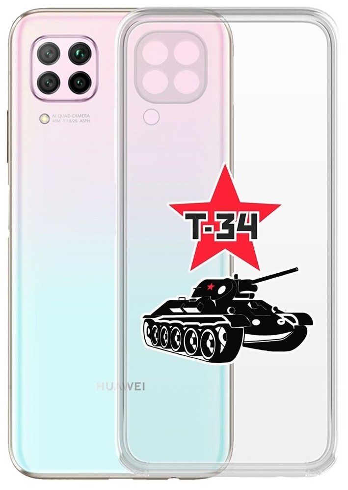 Чехол-накладка Krutoff Clear Case Т-34 для Huawei P40 Lite/Nova 6 SE/Nova 7i