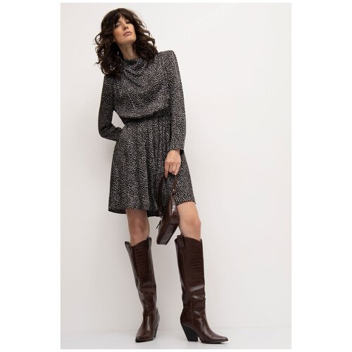 фото Приталенное платье с принтом emka pl1189/jemel черный 46 emka fashion