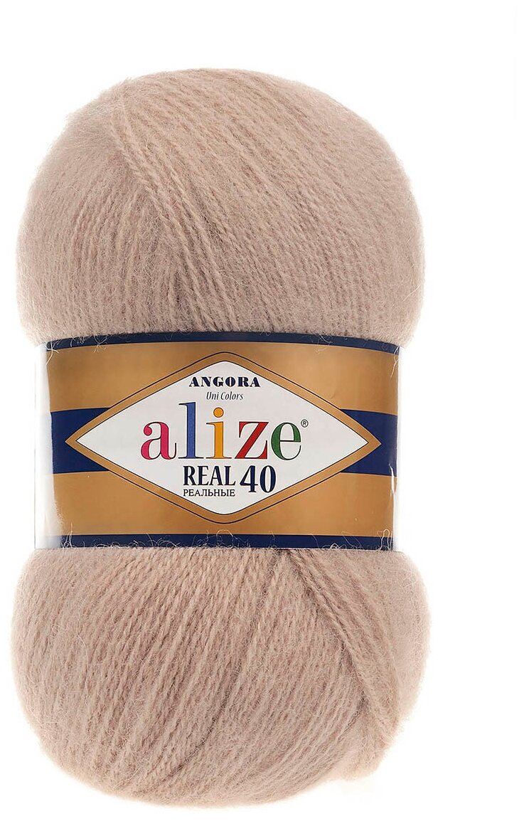 Пряжа для вязания ALIZE 'Angora real 40', 100 г, 480м (40% шерсть, 60% акрил) (05 бежевый), 5 мотков