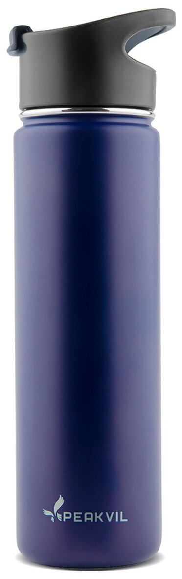 Термокружка для кофе Термостакан с собой в автомобиль c двойными стенками синяя 660 мл Peakvil - фотография № 1