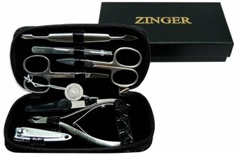 Мужской маникюрный набор Zinger 8105, на молнии, 7 предметов (прям. м