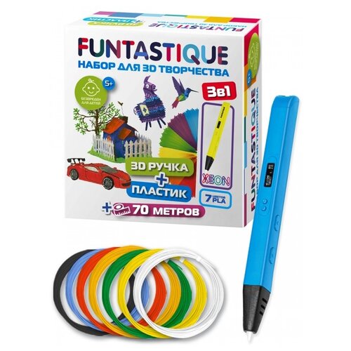 фото 3d ручка funtastique one + pla-пластик голубой