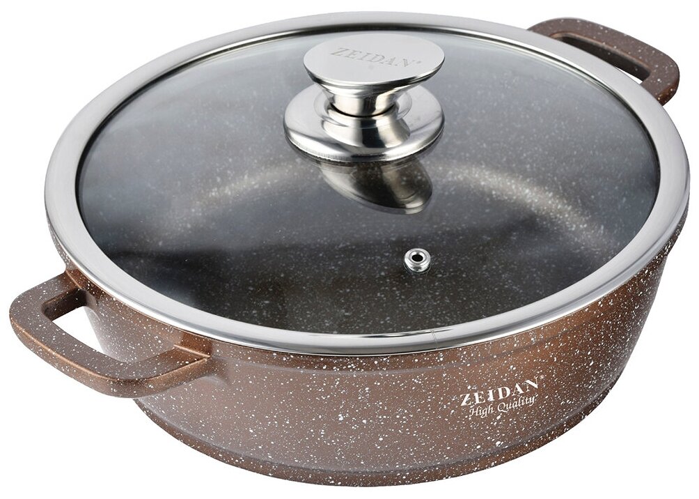 Жаровня с крышкой Zeidan Classic для всех видов плит 6,6 л 32 см, коричневая