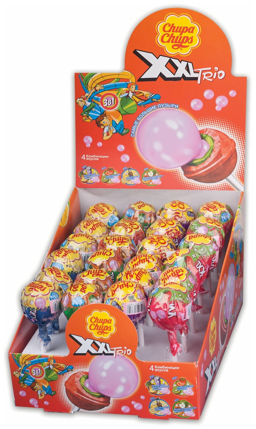 Карамель CHUPA CHUPS (Чупа-Чупс) "XXL Trio" с жевательной резинкой, ассорти, 29 г, 59609 - фотография № 2