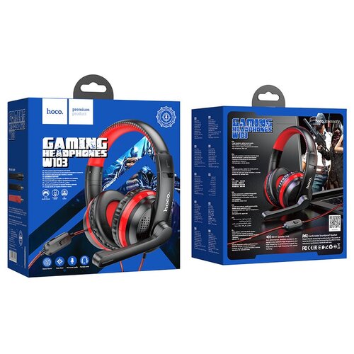 фото Игровые наушники с микрофоном hoco w103 magic tour gaming headphone red красные