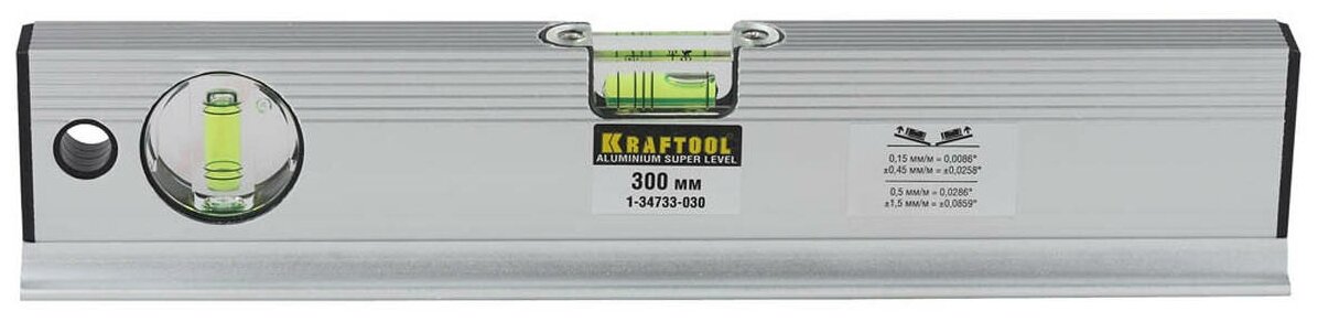 Kraftool 4-в-1 300 мм компактный уровень 4-в-1: 0% 1% 2% 3%. ACU-VIEW съемное основание для труб точность 0.5 мм/м 1-34733-030