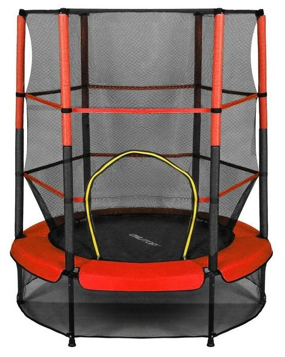 Батут ONLYTOP, d=140 см, с внутренней защитной сеткой, цвет красный