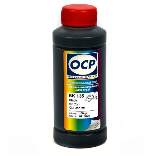 Чернила OCP BK 135 черные водорастворимые для картриджей Canon PIXMA: CLI-451BK чернила ocp y153 желтые водорастворимые для картриджей canon pixma cli 471y yellow 100мл