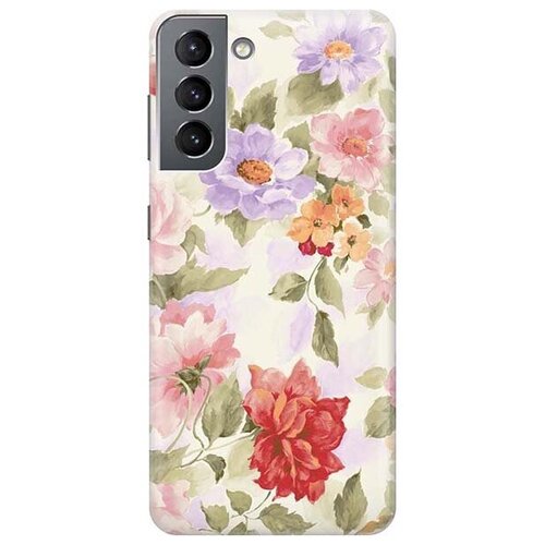 фото Ультратонкий силиконовый чехол-накладка для samsung galaxy s21 с принтом "нежные цветы" gosso