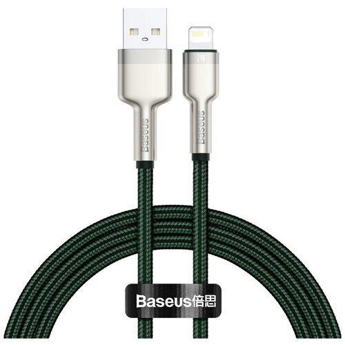 Кабель Baseus Cafule Series Metal Data Cable USB to Lightning 2.4A 2m Green (CALJK-B06) кабель для айфона baseus cafule series metal data cable usb to lightning 2 4a 2m white caljk b01