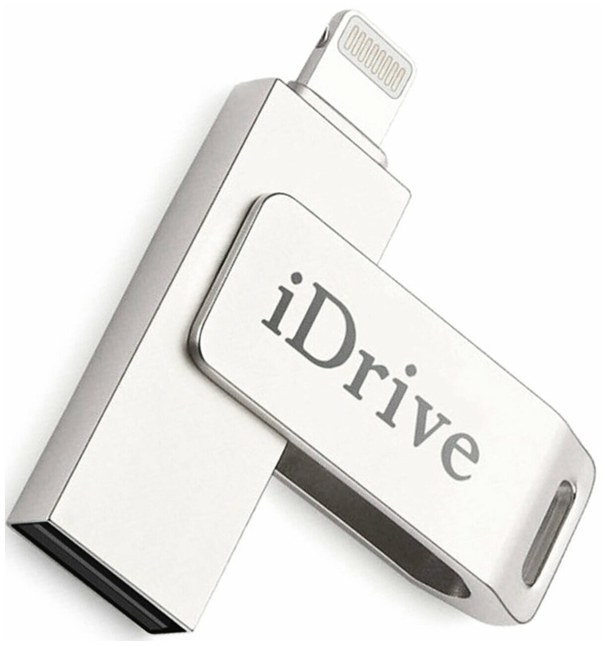 USB флешка для iPhone и iPad 128GB / Металлическая флешка для Айфон и Айпад 128 ГБ / Flash накопитель / Дополнительная память для Айфона (Серебристый)