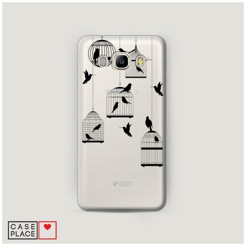 фото Чехол пластиковый samsung galaxy j5 2016 клетка с птицами графика case place