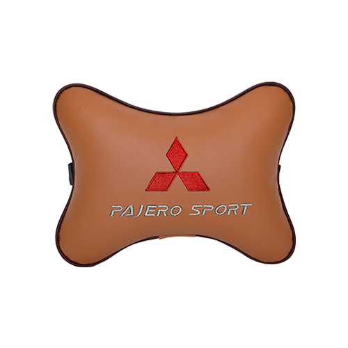 фото Подушка на подголовник экокожа fox c логотипом автомобиля mitsubishi pajero sport vital technologies