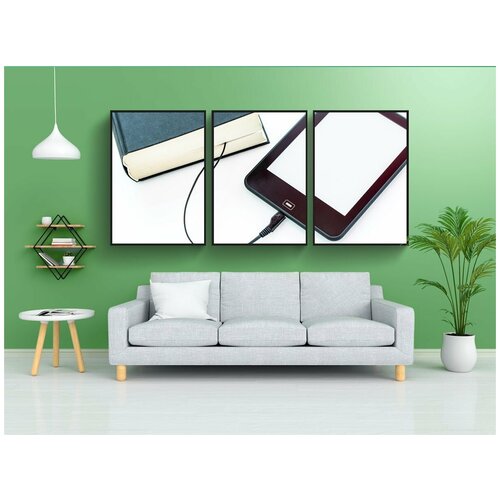 фото Набор модулных постеров для интерьера "ebook, книга, поручая кабель" 60x90 см. в тубусе, без рамки lotsprints