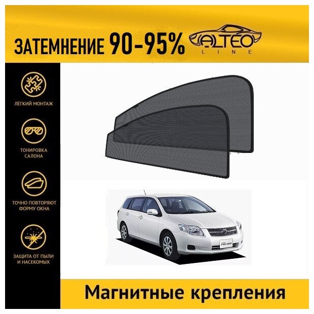 Каркасные автошторки ALTEO PREMIUM на Toyota Corolla Fielder 2 (E140) (2006-2008) универсал на передние двери на магнитах с затемнением 90-95%