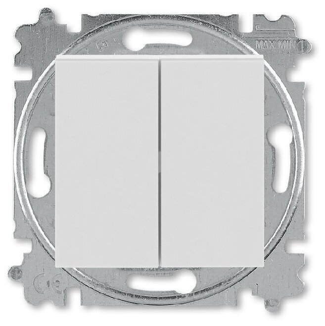 Выключатель двухклавишный ABB Levit серый/белый 2CHH590545A6016 - фотография № 1