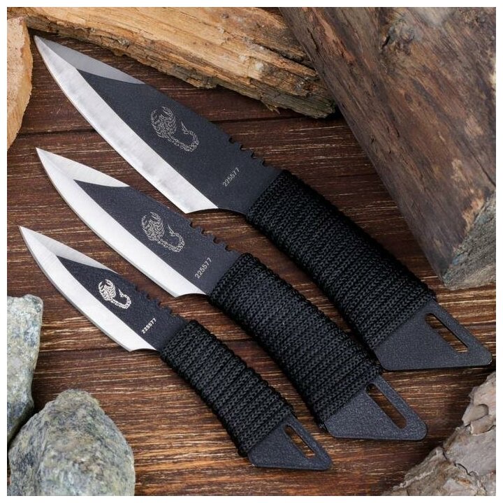 Набор ножей "Альметта", в оплётке, 3 шт, чёрные, 505055 — купить в интернет-магазине по низкой цене на Яндекс Маркете
