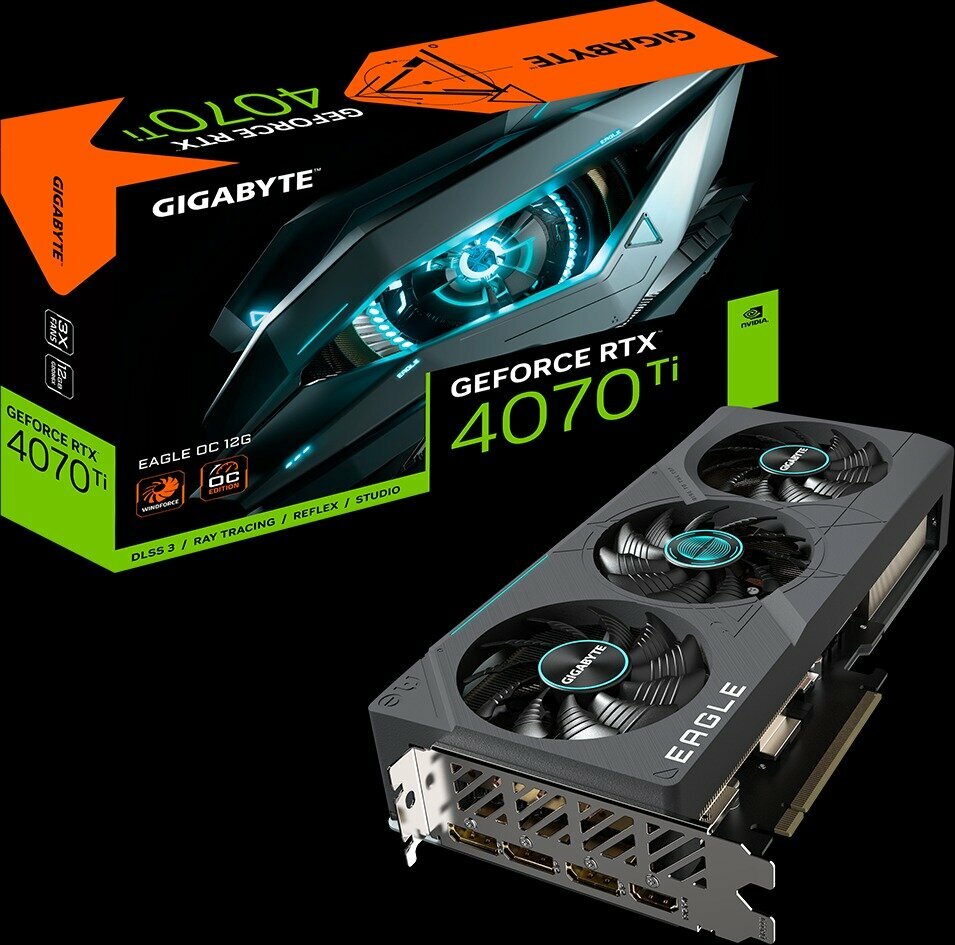 Видеокарта GIGABYTE GeForce RTX 4070 Ti EAGLE OC 12GB (rev 20) (GV-N407TEAGLE OC-12GD