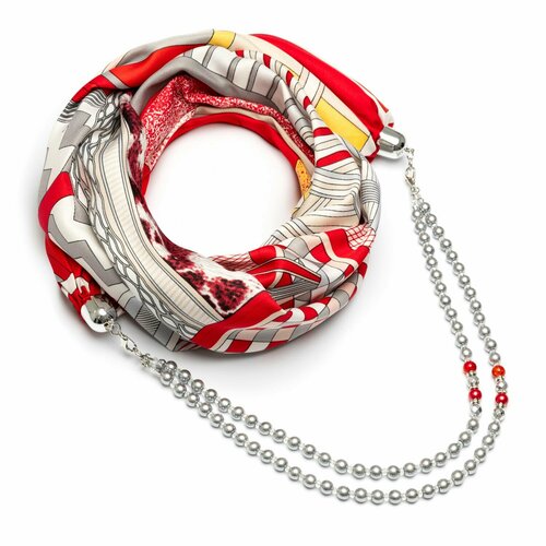 фото Платок foxtrot,90х90 см, красный, серый