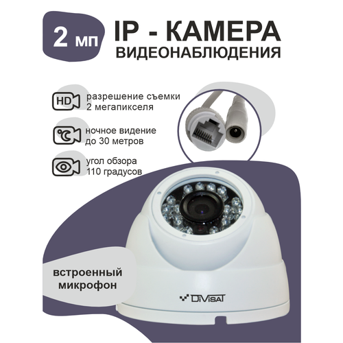 Купольная IP-видеокамера 2 мп с poe и микрофоном 527000₽