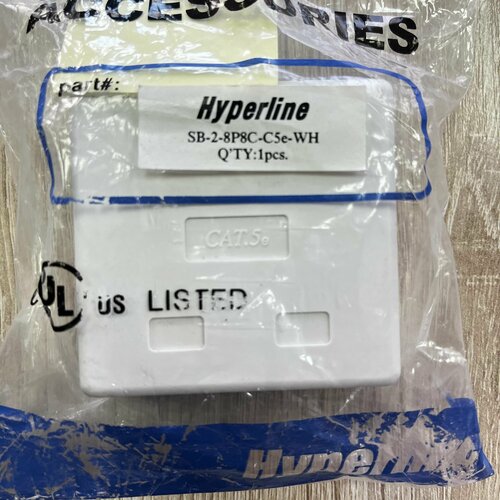 Hyperline Розетка компьютерная RJ-45(8P8C) кат. 5e двойная, внешняя