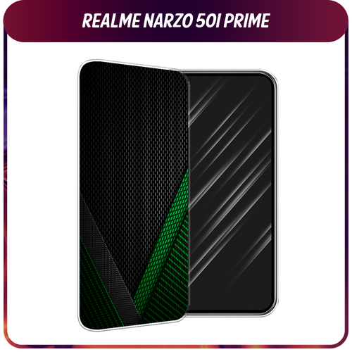 Силиконовый чехол на Realme Narzo 50i Prime / Реалми Нарзо 50i Прайм Зеленый карбон силиконовый чехол на realme narzo 50i prime реалми нарзо 50i прайм прозрачный