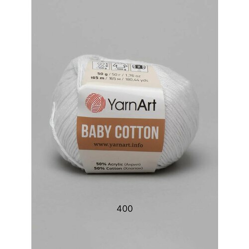 Пряжа YarnArt Baby cotton, Цвет Белый