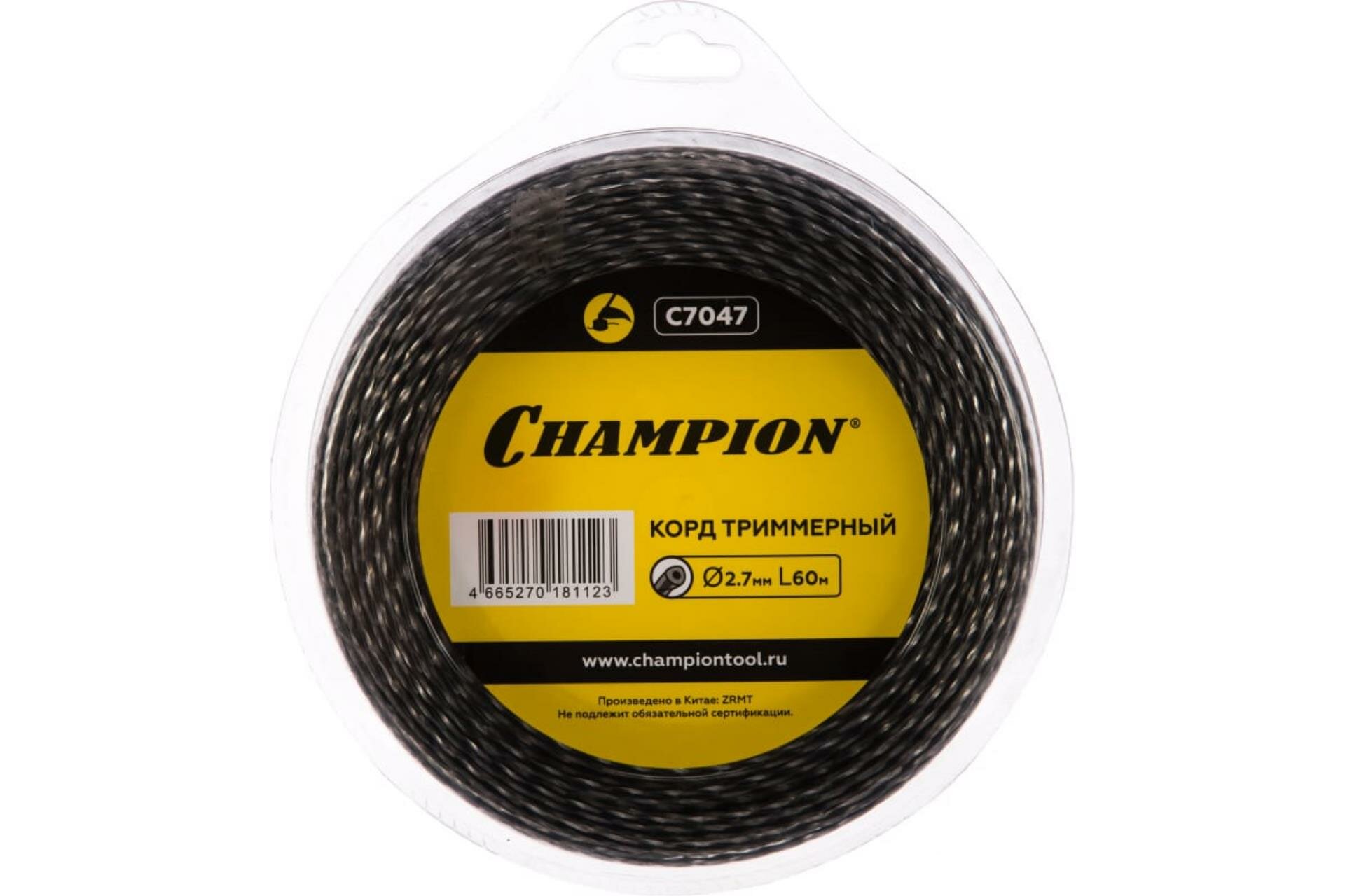 Корд трим. CHAMPION C7047 Tri-twist 2.7мм*60м (витой треугольник)+нож (10228020/251123/5094864