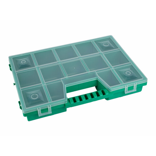 Коробка для мелочей пластиковая К-10, 14 секций цвет зеленый (арт: К-10-зеленый)