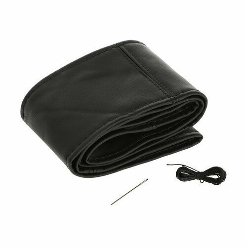 Оплетка на руль сшивная экокожа черная нить игла размер M 36-38 см 538₽