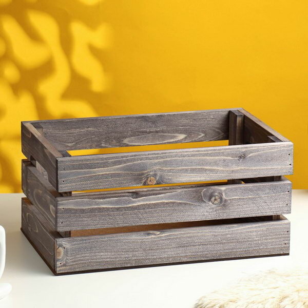 Кашпо - ящик деревянный 30х20х14.5 см состаренный дуб