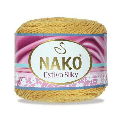 Пряжа Estiva Silky, Nako, охра - 12925, 52% хлопок, 48% бамбук, 5 мотков, 100 г, 224 м.