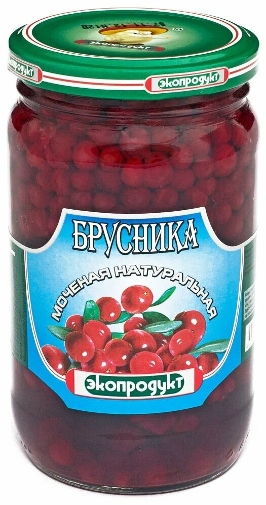 Брусника моченая натуральная Экопродукт, стеклянная банка, 340 г