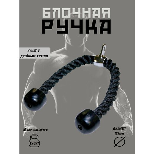 Рукоятка гибкая тяга (канат) с двойным хватом 70 см ronin блочная ручка мягкая тяга аксессуар для тяжелой атлетики канат одинарный