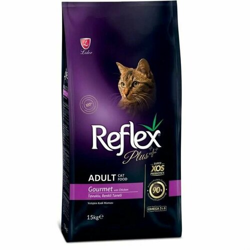 REFLEX Сухой корм для кошек, PLUS Adult Cat Food Gourmet Multicolor, с цветными гранулами, 1,5 кг