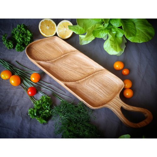 Менажница из натурального дуба для сервировки стола 12х40см