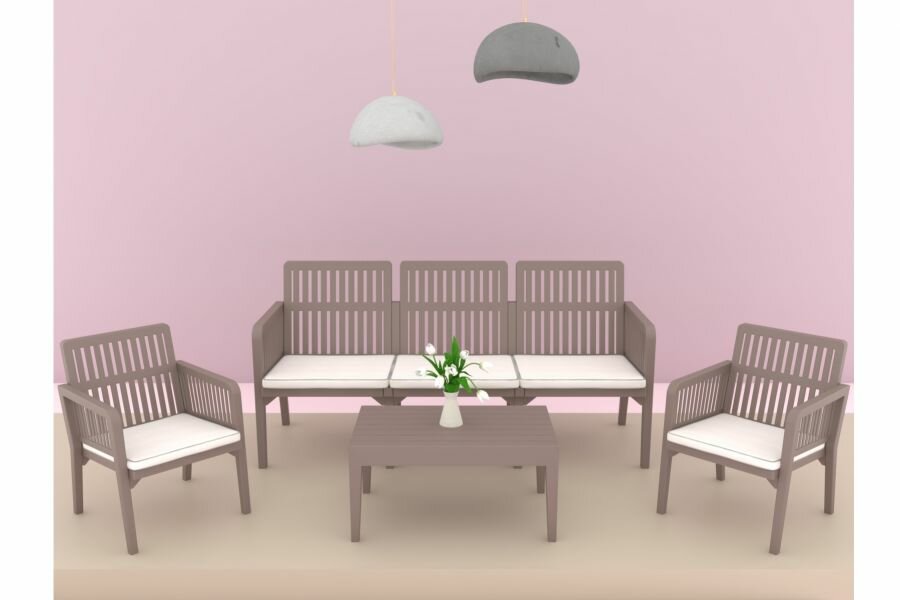 Набор мебели Lizbon 3-Seater Lounge для террасы PRIME цвет: капучино