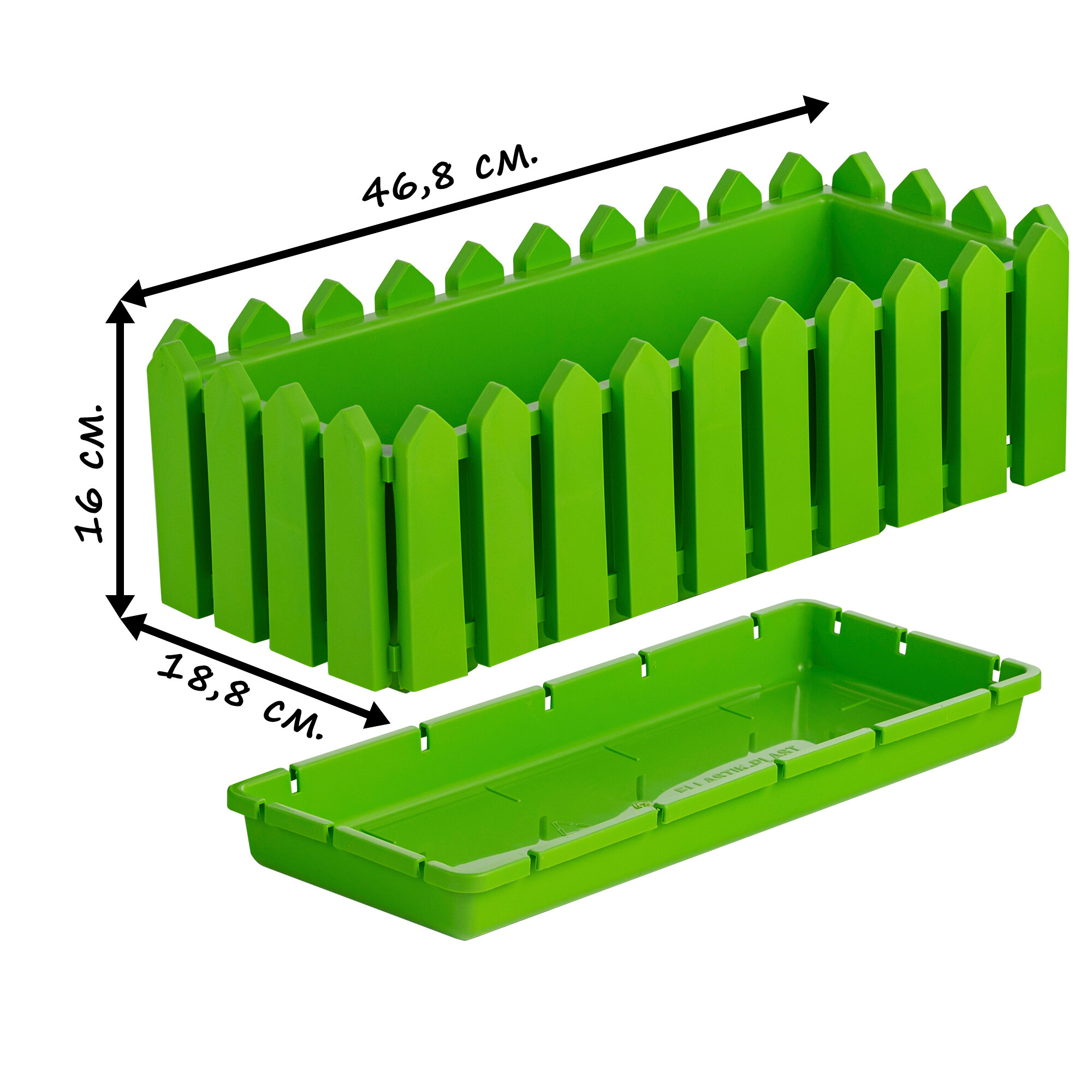 Кашпо с поддоном "Лардо" от "Элластик-Пласт" прямоугольное 46,8х18,8х16 см. Цвет: Салатовый.