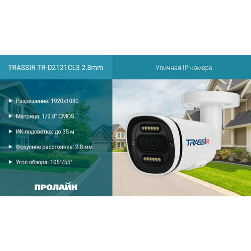 Уличная IP-камера TRASSIR TR-D2121CL3 28mm 1039000₽