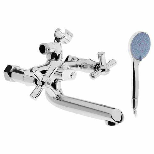 Смеситель для ванны ZEIN Z3850 двухвентильный душевой набор лейка 5 режимов хром 4140₽