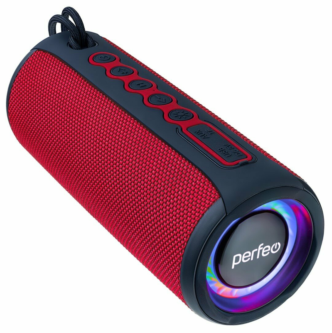 Беспроводная колонка Perfeo TELAMON с подсветкой, 40W, FM, MP3 USB/TF, AUX, красный